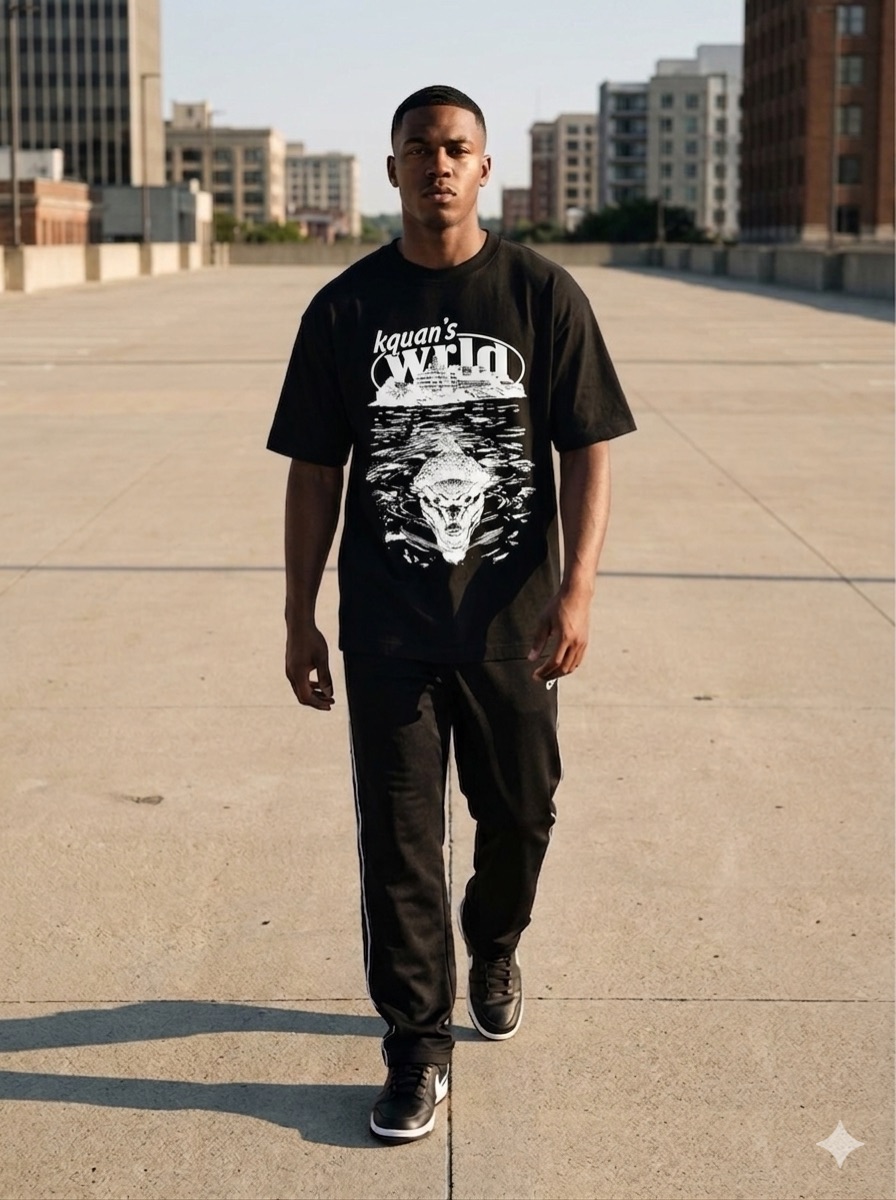 Kquan's Wrld Tee — Black